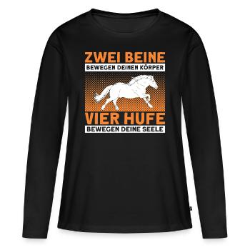 Reiten Reiter Haflinger Geschenk - Frauen Premium Bio Langarmshirt - Schwarz - Vorne - Julia (174cm)