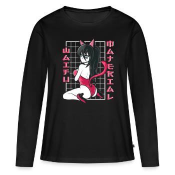 Waifu Material Cosplayer Anime - Frauen Premium Bio Langarmshirt - Schwarz - Vorne - Julia (174cm)