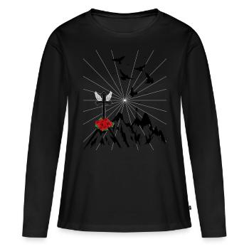 Croix, Mourir, Mort, Deuil, Spirituel, Réincarnation - T-shirt manches longues Premium bio Femme - noir - Devant - Julia (174cm)
