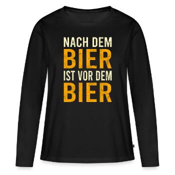 Lustiger Bier Spruch - Frauen Premium Bio Langarmshirt - Schwarz - Vorne - Julia (174cm)
