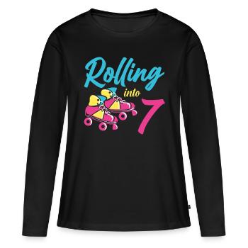 Roller Skates Into 7 Years Lets Roll I sur 7 scooter - T-shirt manches longues Premium bio Femme - noir - Devant - Julia (174cm)