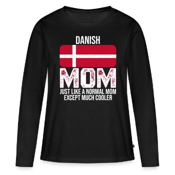 Danish Mom Denmark Flag For Mother's Day - Frauen Premium Bio Langarmshirt - Schwarz - Vorne - Julia (174cm)