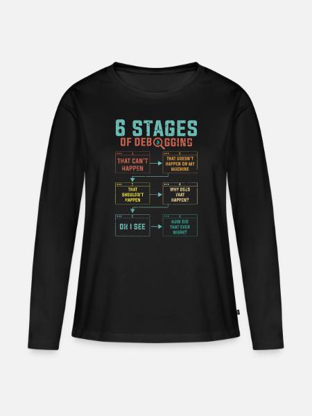 Programmierer 6 Stages of debugging - Frauen Premium Bio Langarmshirt - Schwarz