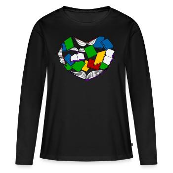 Lesen - Buch - Bücher - Frauen Premium Bio Langarmshirt - Schwarz - Vorne - Julia (174cm)