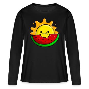 Melons - T-shirt manches longues Premium bio Femme - noir - Devant - Julia (174cm)