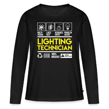 Techniciens de lumière - T-shirt manches longues Premium bio Femme - noir - Devant - Julia (174cm)