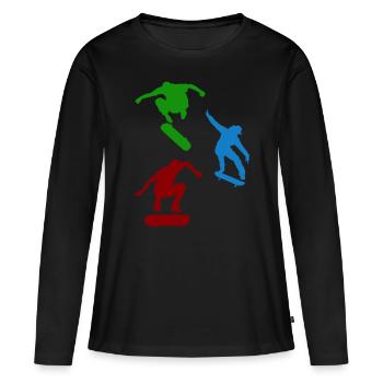 Skate skater - T-shirt manches longues Premium bio Femme - noir - Devant - Julia (174cm)
