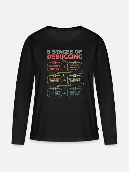 Programmierer Debugging 6 stages of debugging - Frauen Premium Bio Langarmshirt - Schwarz