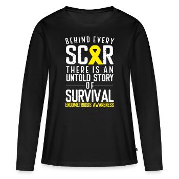 Endometriosis Awareness Behind Every Scar Survivor - Women's Premium Organic Long Sleeve Shirt - black - Front - Julia (174cm)