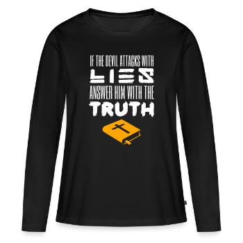 Jésus, Jésus, Jésus chrétien chrétien chrétien chrétien - T-shirt manches longues Premium bio Femme - noir - Devant - Julia (174cm)