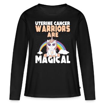 Uterine Cancer Awareness are magical Unicorn - Women's Premium Organic Long Sleeve Shirt - black - Front - Julia (174cm)