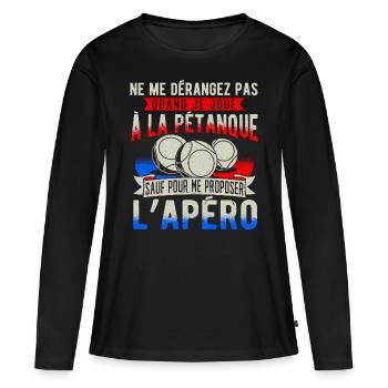 Petanque Pétanque - T-shirt manches longues Premium bio Femme - noir - Devant - Julia (174cm)