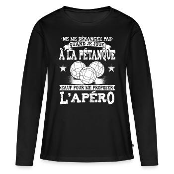 Petanque Pétanque - T-shirt manches longues Premium bio Femme - noir - Devant - Julia (174cm)