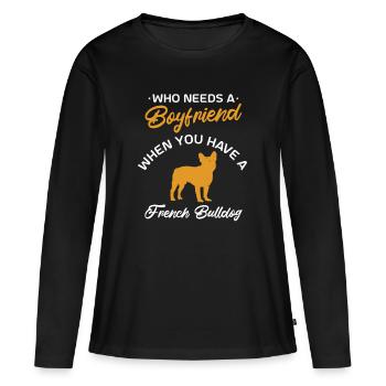 Bulldog français bulldog français - T-shirt manches longues Premium bio Femme - noir - Devant - Julia (174cm)