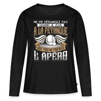 Petanque Pétanque - T-shirt manches longues Premium bio Femme - noir - Devant - Julia (174cm)
