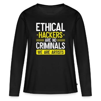 Ethical Hacking We are Artists Cybersecurity - T-shirt manches longues Premium bio Femme - noir - Devant - Julia (174cm)