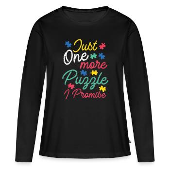 Puzzle Lover Just one more Puzzle I Promise - T-shirt manches longues Premium bio Femme - noir - Devant - Julia (174cm)