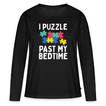 Puzzles I Puzzle past my bedtime Solution Puzzle - Women's Premium Organic Long Sleeve Shirt - black - Front - Julia (174cm)