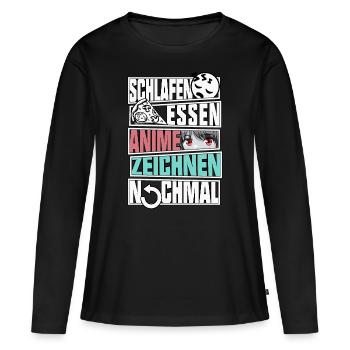 Anime Zeichnen Malen Manga Geschenk Japan Design - Frauen Premium Bio Langarmshirt - Schwarz - Vorne - Julia (174cm)