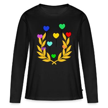 Lorbeerkranz Luftballons Sieg Sieger Gewinner - Frauen Premium Bio Langarmshirt - Schwarz - Vorne - Julia (174cm)