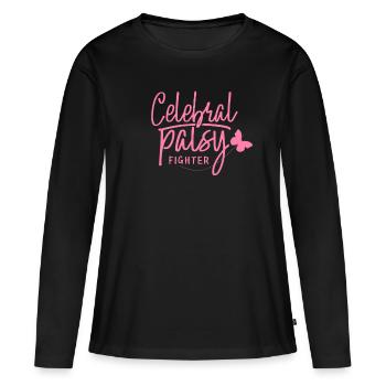 Combattant CP Cerebralparese InfantilParese cérébrale - T-shirt manches longues Premium bio Femme - noir - Devant - Julia (174cm)