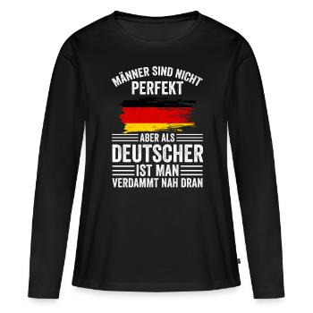 Deutschland Deutsch Deutsche Deutscher Deutsche Mä - Frauen Premium Bio Langarmshirt - Schwarz - Vorne - Julia (174cm)