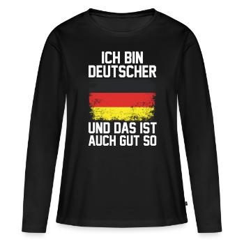 Deutscher Deutsch Deutschland Geschenk - Frauen Premium Bio Langarmshirt - Schwarz - Vorne - Julia (174cm)