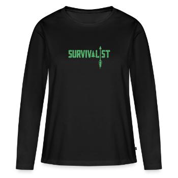 Survivant survivant Survival Survie Nature - T-shirt manches longues Premium bio Femme - noir - Devant - Julia (174cm)
