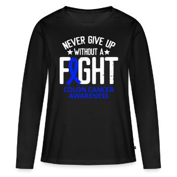 Colorectal Cancer Awareness Without a Fight Ribbon - Frauen Premium Bio Langarmshirt - Schwarz - Vorne - Julia (174cm)