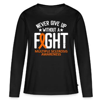 Multiple Sclerosis Awareness a Fight Orange Ribbon - Frauen Premium Bio Langarmshirt - Schwarz - Vorne - Julia (174cm)