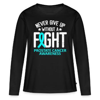 Prostate Cancer Awareness Without a Fight Ribbon - T-shirt manches longues Premium bio Femme - noir - Devant - Julia (174cm)