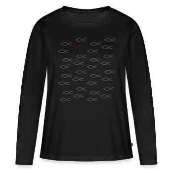be different - Frauen Premium Bio Langarmshirt - Schwarz - Vorne - Julia (174cm)