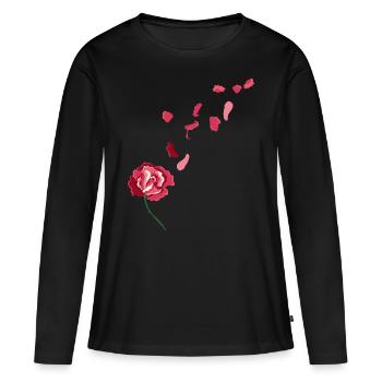 Rote Rose - Frauen Premium Bio Langarmshirt - Schwarz - Vorne - Julia (174cm)