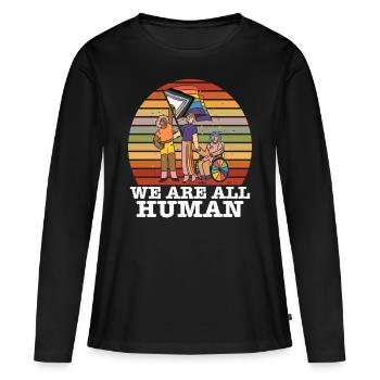 We are all Human Rainbow Flag human rights - Women's Premium Organic Long Sleeve Shirt - black - Front - Julia (174cm)