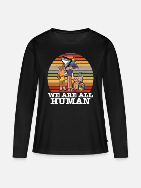 We are all Human Regenbogenfahne menschenrechte - Premium økologisk langærmet T-shirt til kvinder - sort