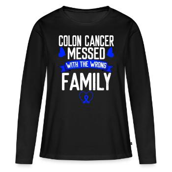 Colorectal Cancer family Blue Ribbon Awareness - Women's Premium Organic Long Sleeve Shirt - black - Front - Julia (174cm)