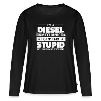 Mécanicien diesel Je suis un mécanicien diesel - T-shirt manches longues Premium bio Femme - noir - Devant - Julia (174cm)