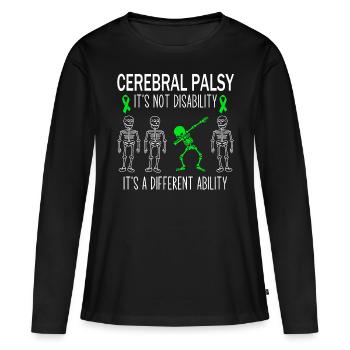 Cerebral Palsy Awareness Dabbing Green Ribbon - T-shirt manches longues Premium bio Femme - noir - Devant - Julia (174cm)