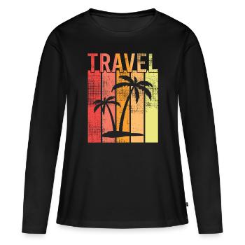 Vacances Voyage Travel - T-shirt manches longues Premium bio Femme - noir - Devant - Julia (174cm)