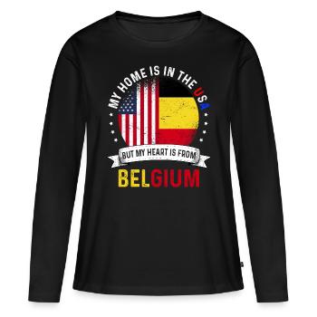 Belgian American Flag Belgian Roots USA Citizen - T-shirt manches longues Premium bio Femme - noir - Devant - Julia (174cm)