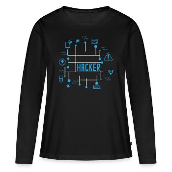 Hacker - Frauen Premium Bio Langarmshirt - Schwarz - Vorne - Julia (174cm)