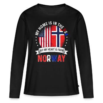 Norwegian American Flag Norwegian Roots USA - Frauen Premium Bio Langarmshirt - Schwarz - Vorne - Julia (174cm)