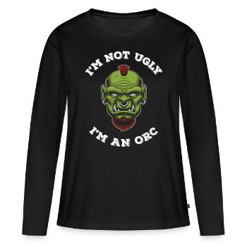 Pas laid Je suis Orc - T-shirt manches longues Premium bio Femme - noir - Devant - Julia (174cm)