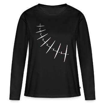 Planeurs Planeurs Planeurs - T-shirt manches longues Premium bio Femme - noir - Devant - Julia (174cm)