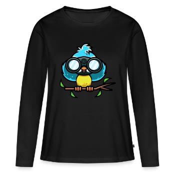Vogelbeobachtung Blaumeise Vogel Vogelkundler - Frauen Premium Bio Langarmshirt - Schwarz - Vorne - Julia (174cm)