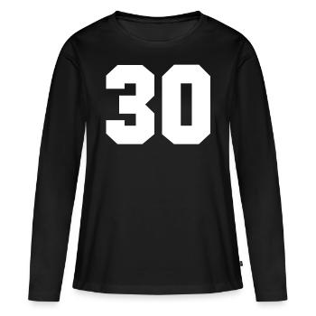 30 - Number 30 - Women's Premium Organic Long Sleeve Shirt - black - Front - Julia (174cm)