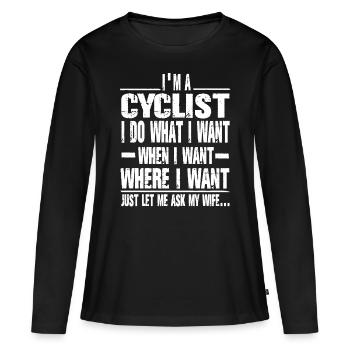 cyclist - Women's Premium Organic Long Sleeve Shirt - black - Front - Julia (174cm)