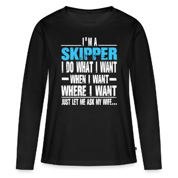 Skipper - T-shirt manches longues Premium bio Femme - noir - Devant - Julia (174cm)