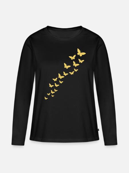 Schmetterlinge Schmetterling - Frauen Premium Bio Langarmshirt - Schwarz
