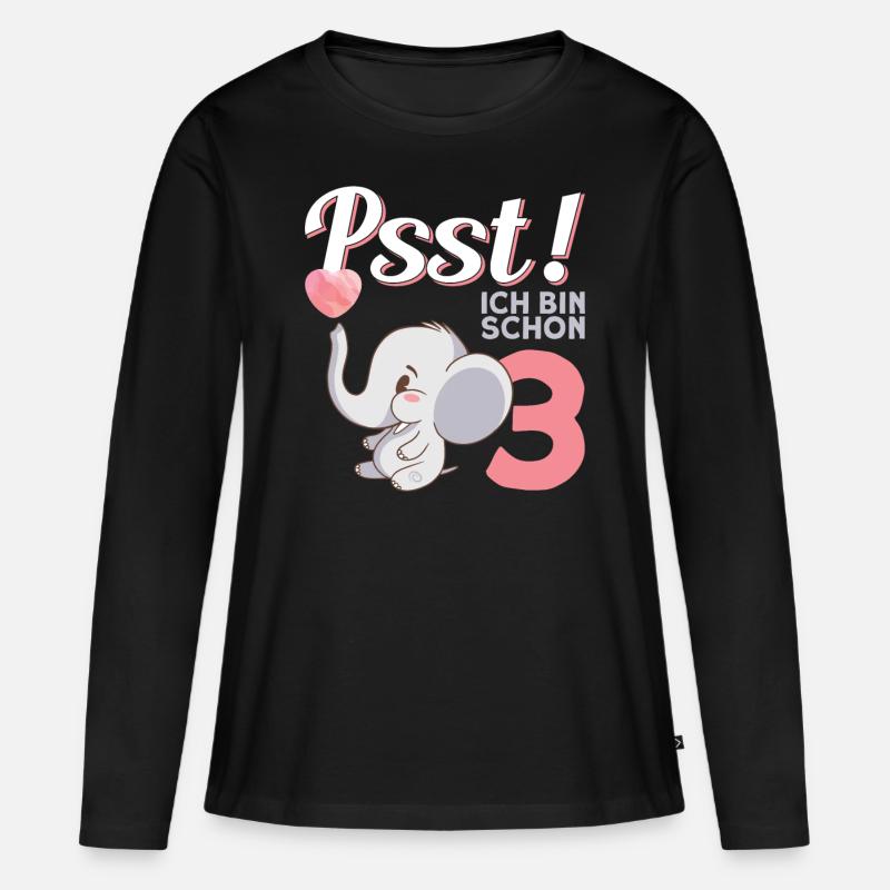 Mädchen Kindergeburtstag 3. Geburtstag - Frauen Premium Bio Langarmshirt - Schwarz